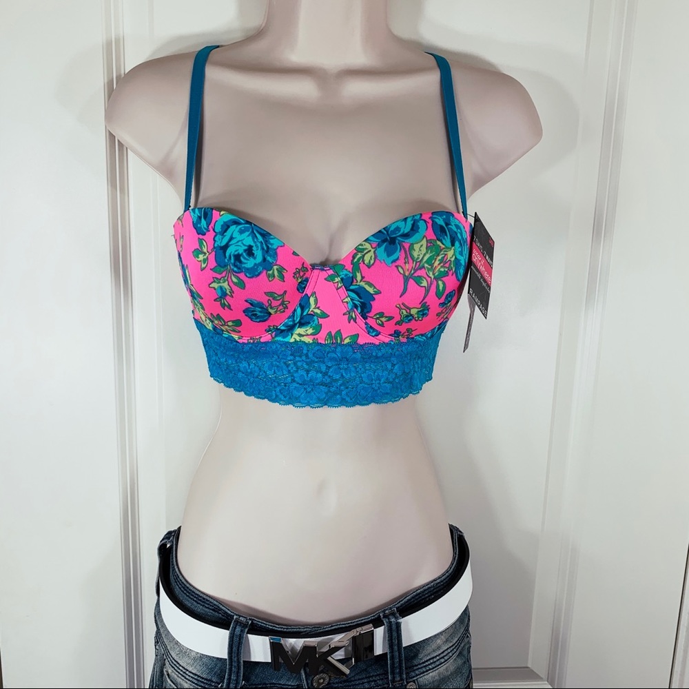 NWT Rampage Lace & Flowers Busty Bustier Corset Convertible Bra Sexy Crop Top - Picture 14 of 16